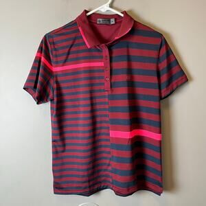 G/Fore Bold Stripe Polo Top Size Medium Cabernet Twilight Womens Golf‎ Shirt